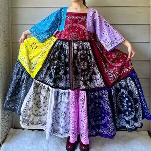 Handmade Rainbow Voluminous Bandana Dress SKU 09074
